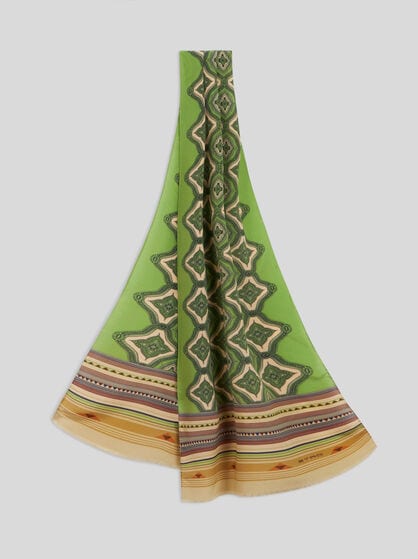 GEOMETRIC-PATTERNED SILK SCARF