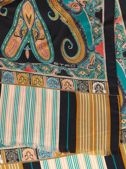 MULTICOLOURED PAISLEY SILK SCARF