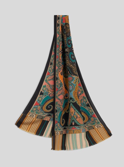 MULTICOLOURED PAISLEY SILK SCARF