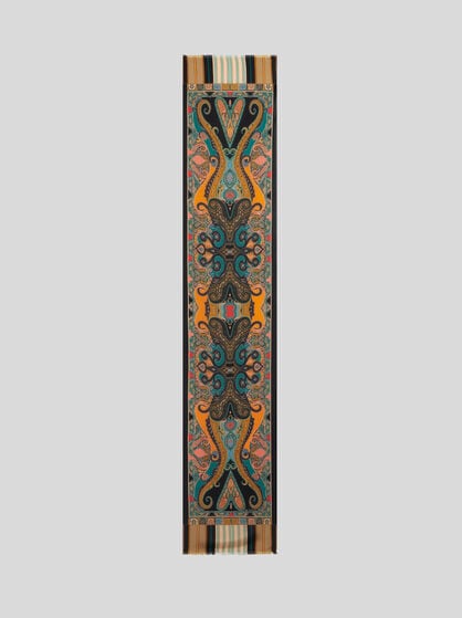 MULTICOLOURED PAISLEY SILK SCARF