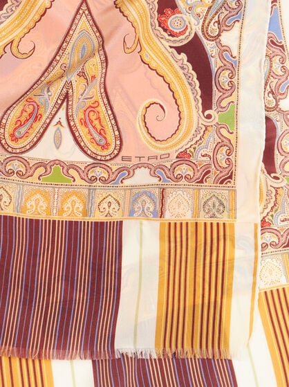 MULTICOLOURED PAISLEY SILK SCARF