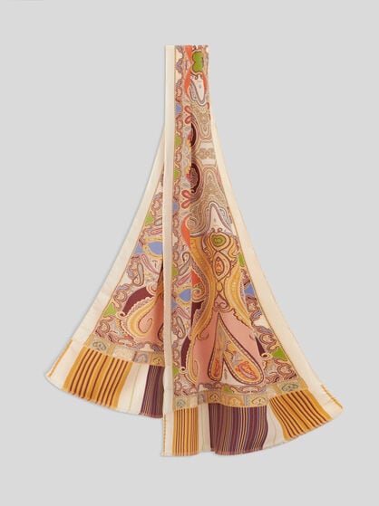 MULTICOLOURED PAISLEY SILK SCARF