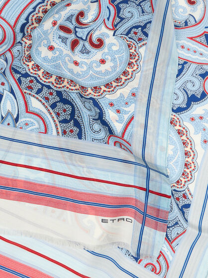 PAISLEY SILK SCARF WITH STRIPES