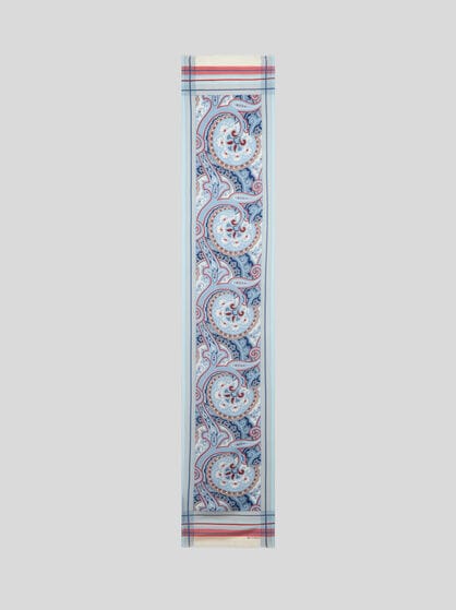 PAISLEY SILK SCARF WITH STRIPES