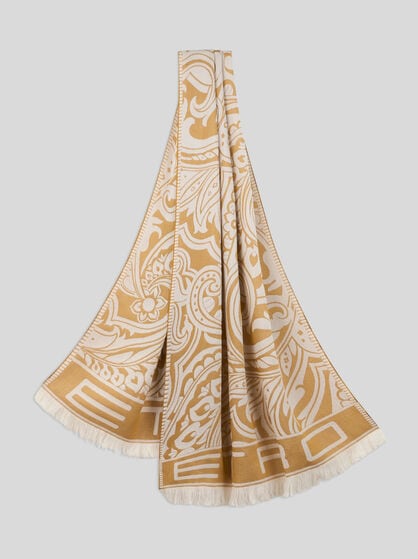 PRINTED WOOL- AND SILK-BLEND SCARF