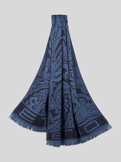 PRINTED WOOL- AND SILK-BLEND SCARF