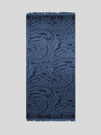 PRINTED WOOL- AND SILK-BLEND SCARF