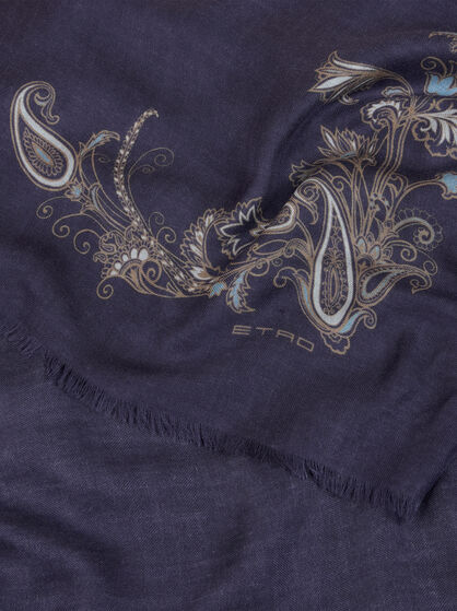 CASHMERE-BLEND SCARF WITH PLACED PRINT