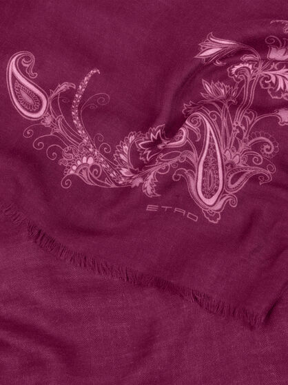 CASHMERE-BLEND SCARF WITH PLACED PRINT