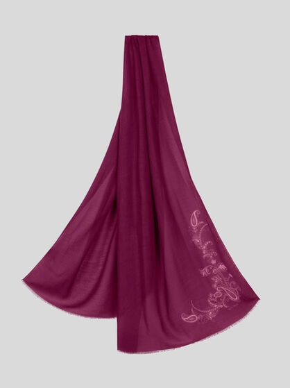 CASHMERE-BLEND SCARF WITH PLACED PRINT