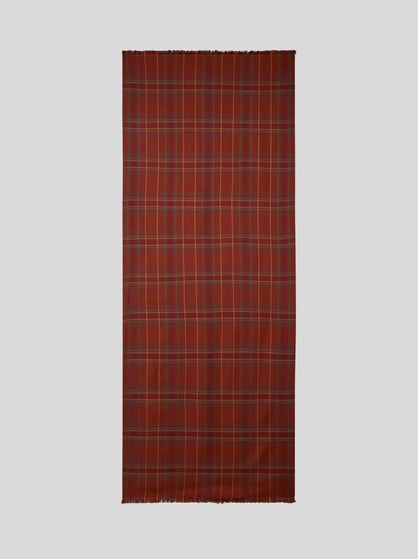 DOUBLE-SIDED WOOL AND SILK SCARF WITH CHECK AND PAISLEY MOTIFS