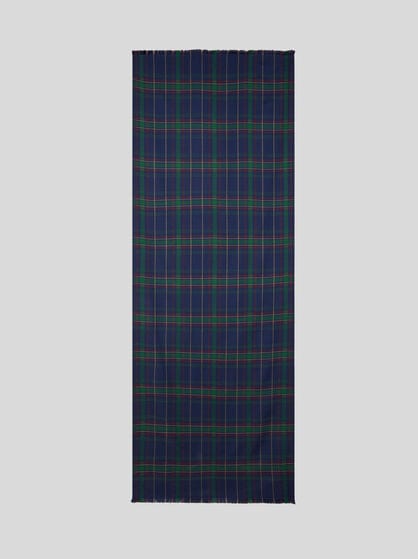 DOUBLE-SIDED WOOL AND SILK SCARF WITH CHECK AND PAISLEY MOTIFS