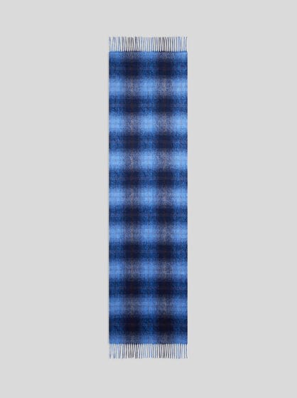 WOOL AND CASHMERE JACQUARD SCARF WITH ARNICA AND CHECK MOTIFS