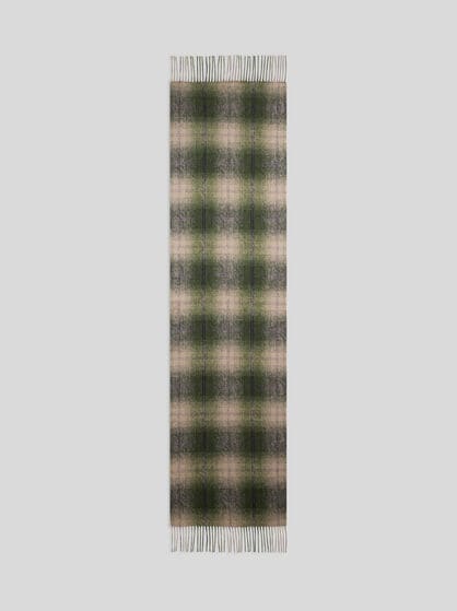 WOOL AND CASHMERE JACQUARD SCARF WITH ARNICA AND CHECK MOTIFS