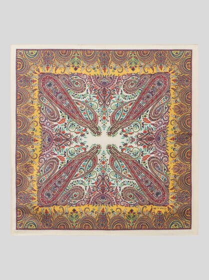 SILK POCKET SQUARE WITH MACRO PAISLEYS