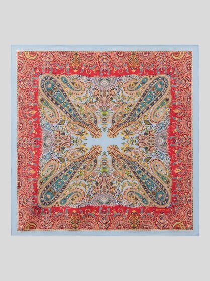 SILK POCKET SQUARE WITH MACRO PAISLEYS