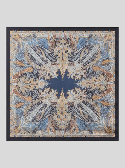 SILK POCKET SQUARE WITH FLORAL PAISLEY MOTIF