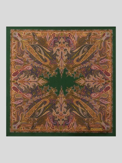 SILK POCKET SQUARE WITH FLORAL PAISLEY MOTIF
