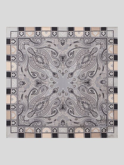 SILK POCKET SQUARE WITH PAISLEY AND MEDALLION MOTIF