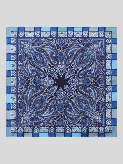 SILK POCKET SQUARE WITH PAISLEY AND MEDALLION MOTIF