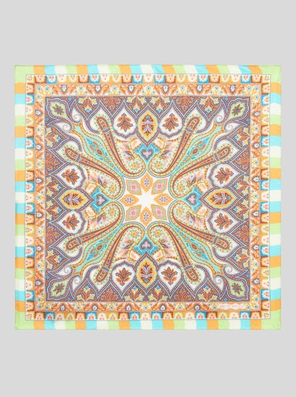 POCKET SQUARE WITH FLORAL AND MEDALLION PRINT