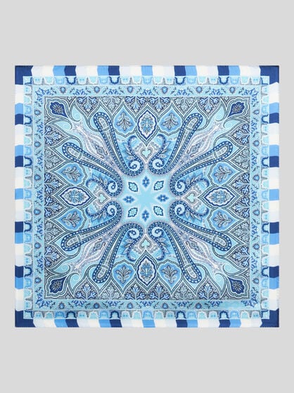 POCKET SQUARE WITH FLORAL AND MEDALLION PRINT