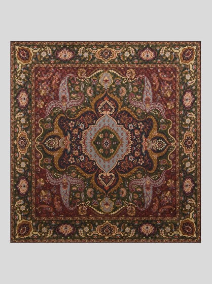 SILK-BLEND JACQUARD SCARF WITH HOUNDSTOOTH MOTIF AND PRINT