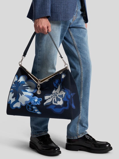 LARGE VELA BAG WITH FLORAL MOTIF