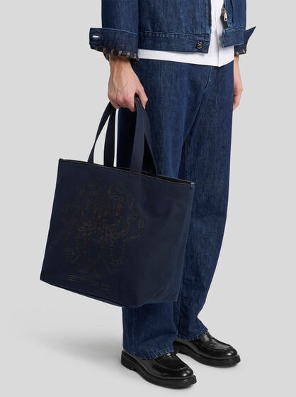MAXI TOTE BAG WITH OCTOPUS EMBROIDERY
