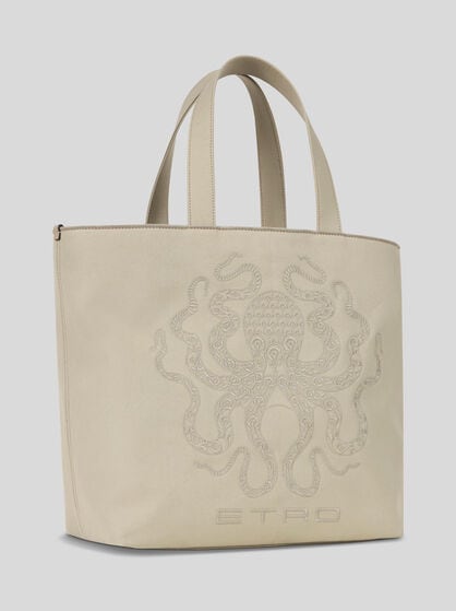 MAXI TOTE BAG WITH OCTOPUS EMBROIDERY
