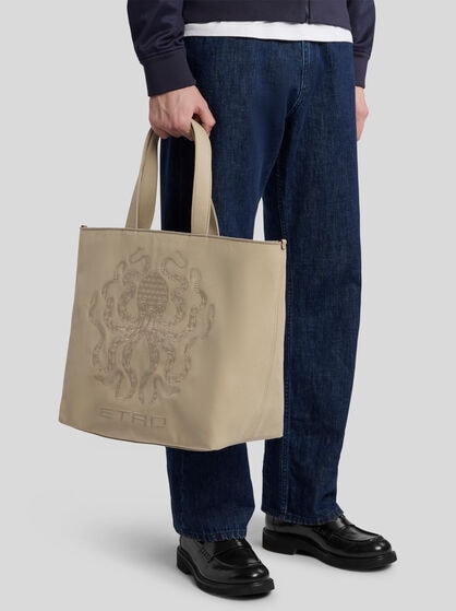 MAXI TOTE BAG WITH OCTOPUS EMBROIDERY