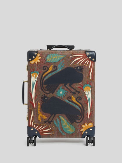 ETRO X GLOBE-TROTTER MEDIUM ARNICA AND LEATHER CARRY-ON WITH PATCHES AND EMBROIDERY