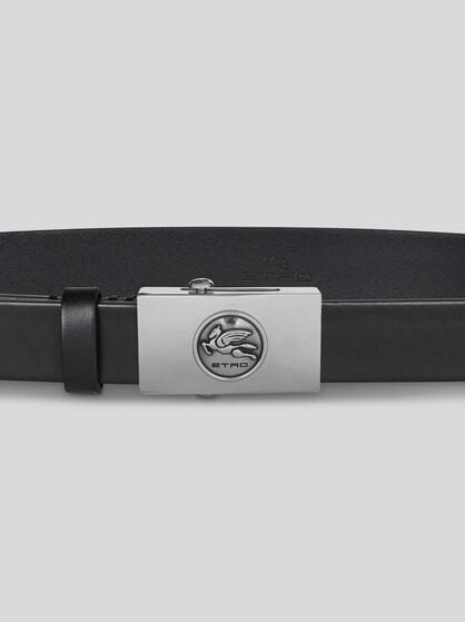 LEATHER BELT WITH PEGASO DETAIL