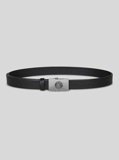 LEATHER BELT WITH PEGASO DETAIL