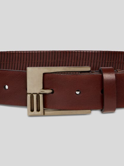 LEATHER BELT WITH MONOGRAM DETAILING
