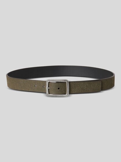REVERSIBLE LEATHER BELT WITH ENGRAVED MOTIF