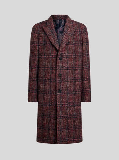 WOOL AND CASHMERE COAT WITH CHECK MOTIF