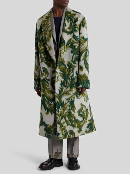 WOOL-BLEND JACQUARD ROBE COAT