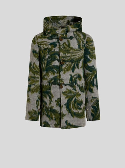 WOOL-BLEND JACQUARD DUFFLE COAT