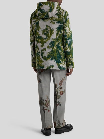 WOOL-BLEND JACQUARD DUFFLE COAT