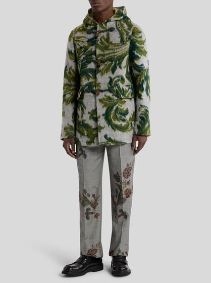 WOOL-BLEND JACQUARD DUFFLE COAT