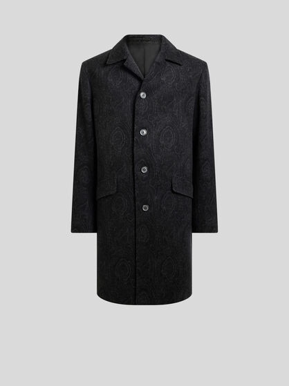 WOOL AND CASHMERE JACQUARD COAT WITH ARNICA MOTIF