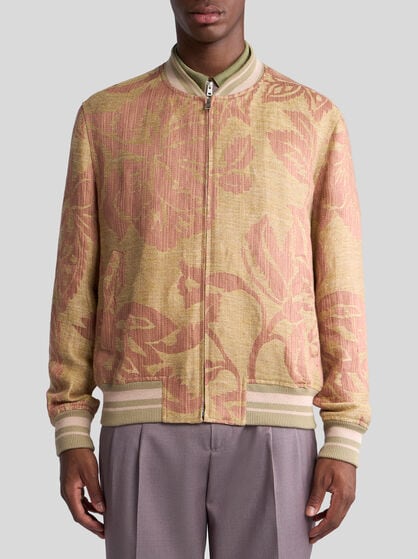 LINEN BOMBER JACKET WITH FLORAL PRINT