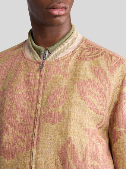 LINEN BOMBER JACKET WITH FLORAL PRINT