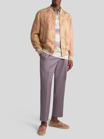 LINEN BOMBER JACKET WITH FLORAL PRINT