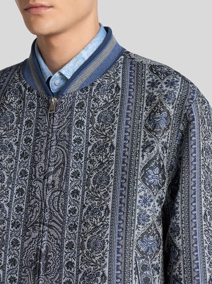 BOMBER JACKET WITH FLORAL AND MEDALLION MOTIF