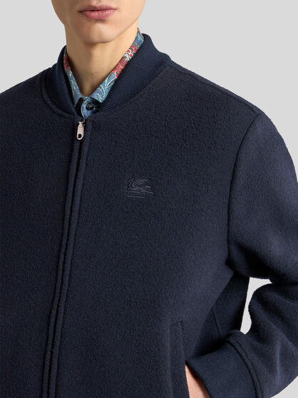 WOOL-BLEND BOMBER JACKET WITH PEGASO EMBROIDERY
