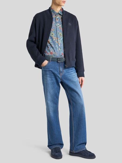 WOOL-BLEND BOMBER JACKET WITH PEGASO EMBROIDERY