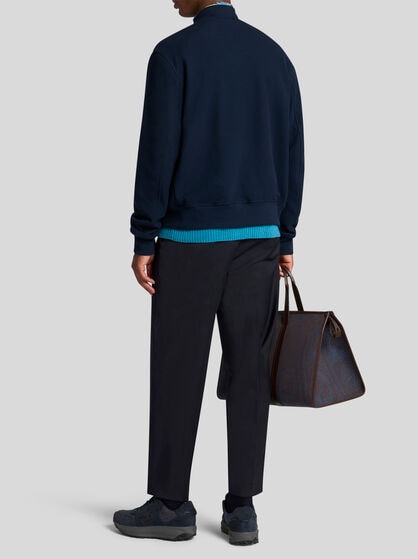 COTTON BOMBER JACKET WITH PEGASO EMBROIDERY