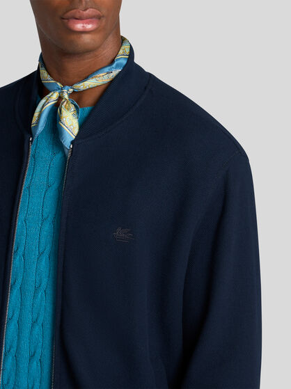 COTTON BOMBER JACKET WITH PEGASO EMBROIDERY